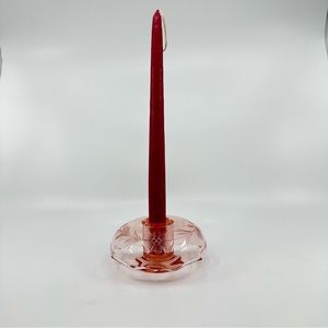 Vintage / Antique Pink Depression Glass Candle Stick Holder